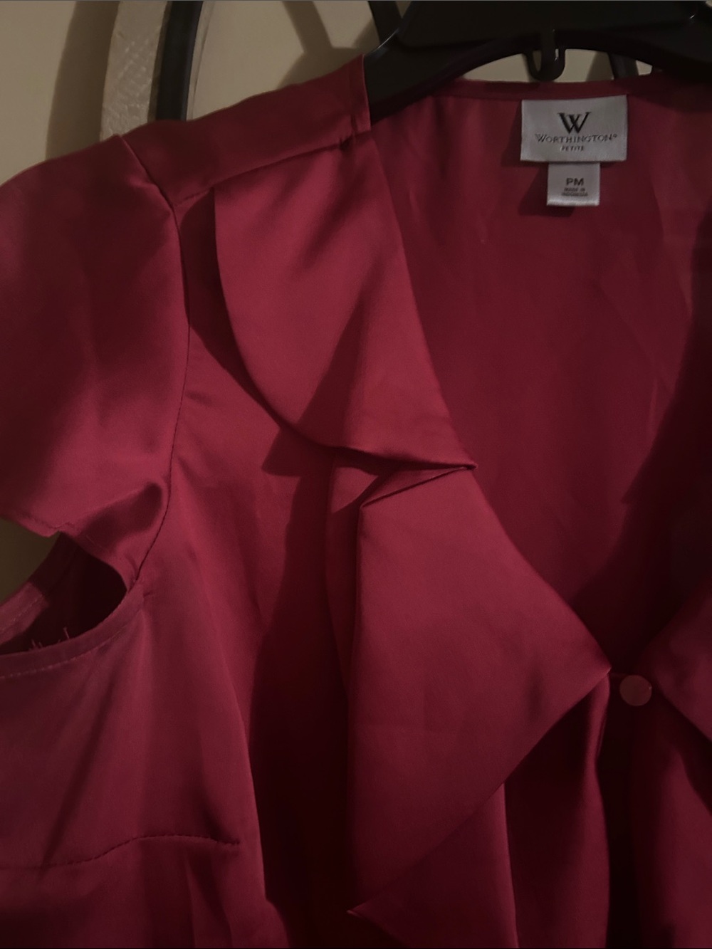 W by Worth Ruffle Front Cap Sleeve Blouse in Raspberry - Picture 6 of 6